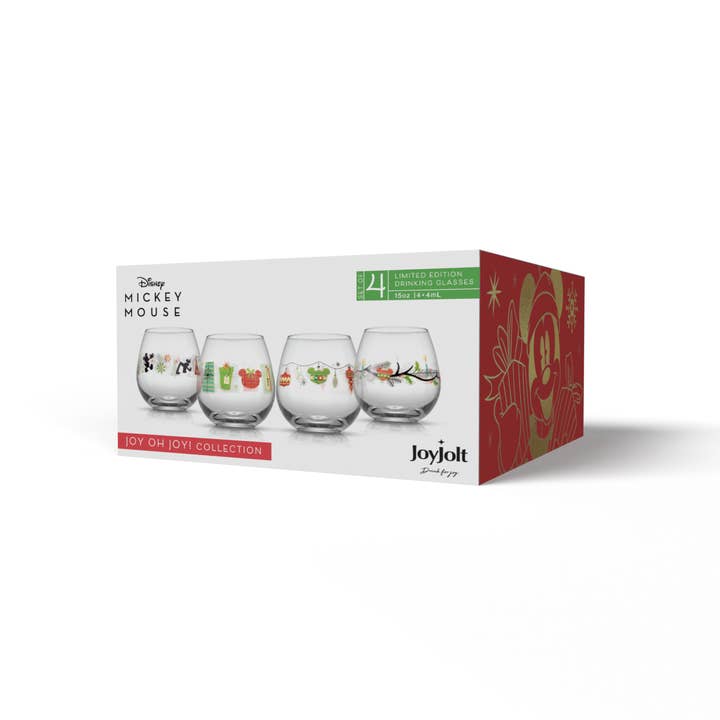 Disney Mickey Mouse Joy Oh Joy Stemless Wine Glasses