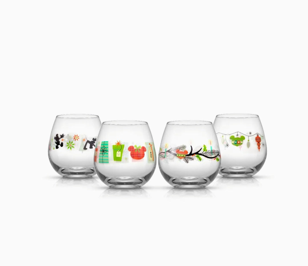 Disney Mickey Mouse Joy Oh Joy Stemless Wine Glasses