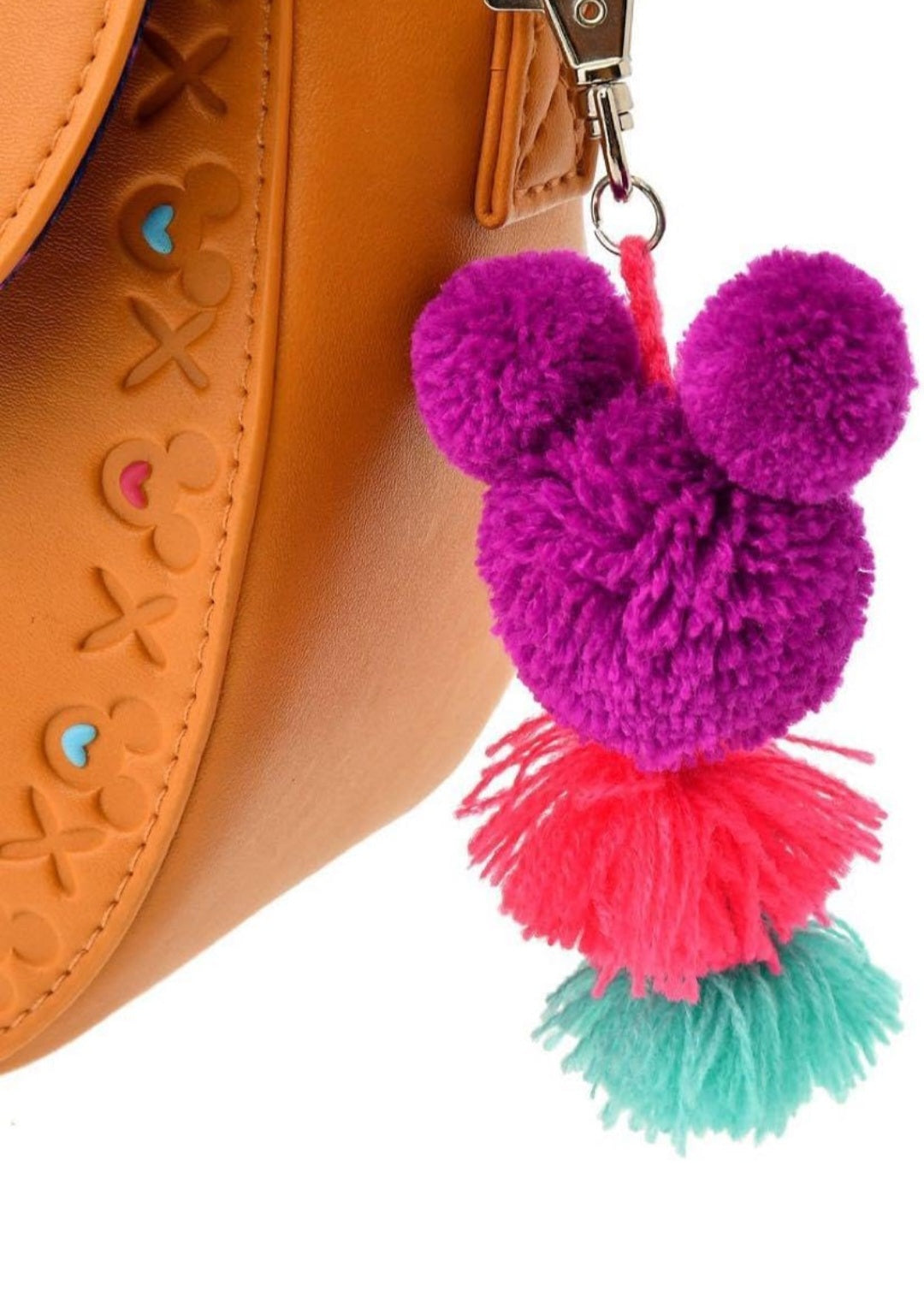 Disney Parks Imitation Leather Coco Crossbody Purse Pom Mickey Minnie Charm