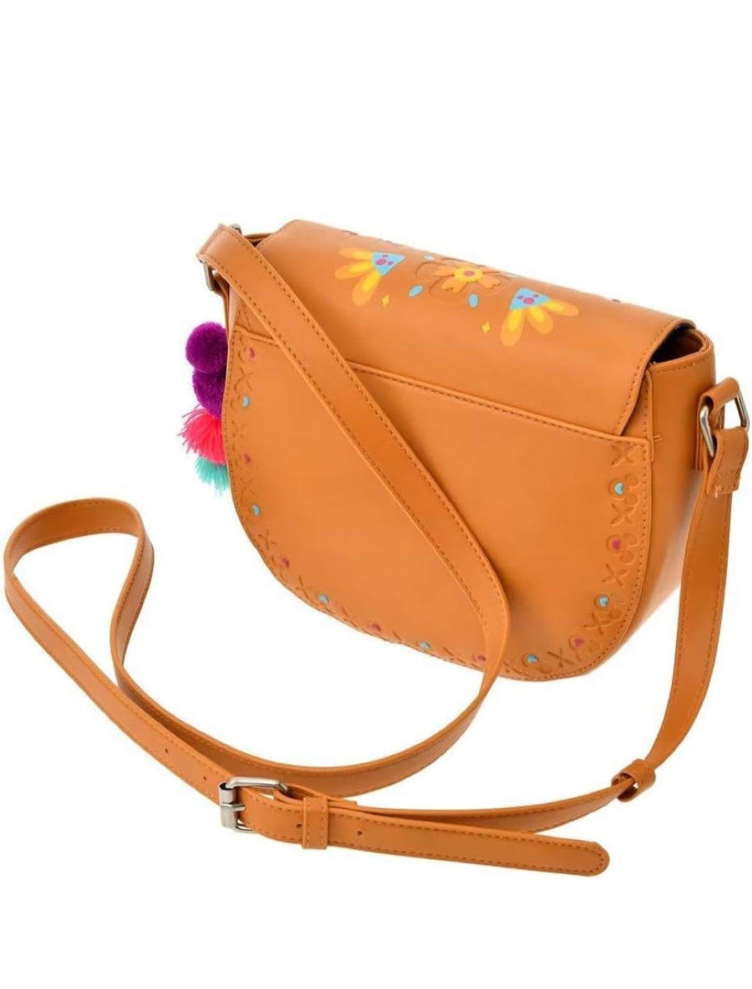 Disney Parks Imitation Leather Coco Crossbody Purse Pom Mickey Minnie Charm